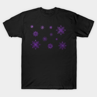 Purple Faux Glitter Snowflakes T-Shirt